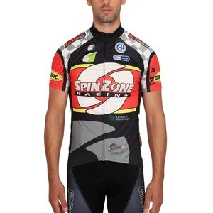 Sugoi Spinzone Racing‎ Cycling Jersey Men's Medium Black Red Yellow Full Zip